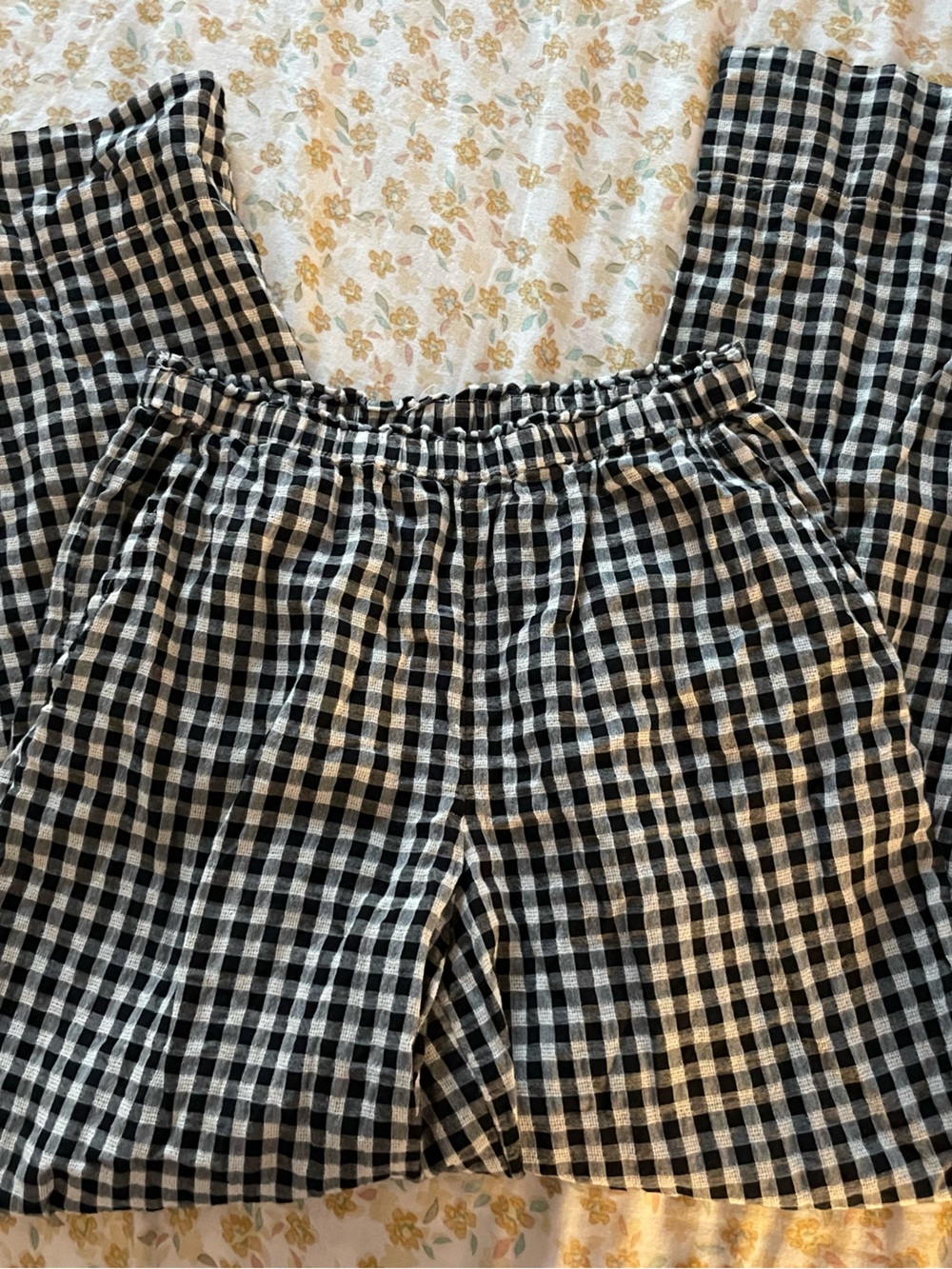 American Eagle Outfitters Black & White Gingham Wide Leg Pants